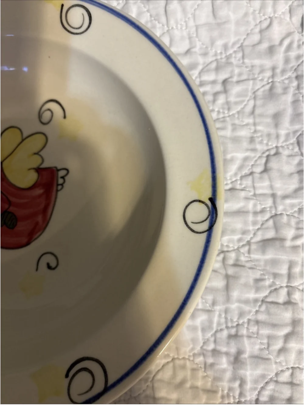 Vintage Emerson Creek Pottery Whimsical Angel Cat Bowl 1990s. (1098)